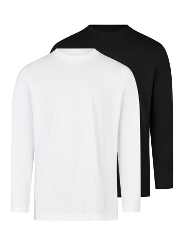 Ragman Langarmshirt Basic in Weiß / schwarz