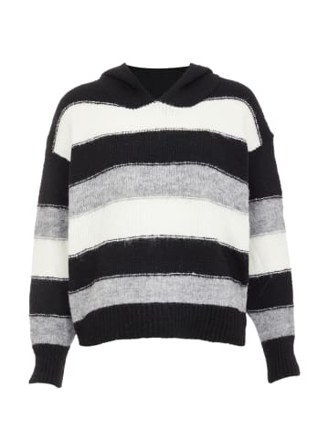 Jalene Damen Strickpullover in Schwarz Grau Wollweiss