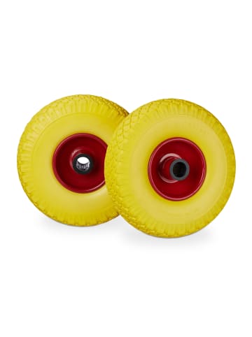 relaxdays 2x Sackkarrenrad 3.00 4 in Gelb Rot