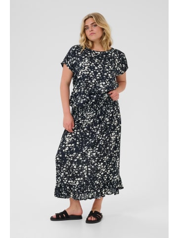 KAFFE curve Kurzarm-Bluse KCbella Loose fit in Black / Chalk Graphic