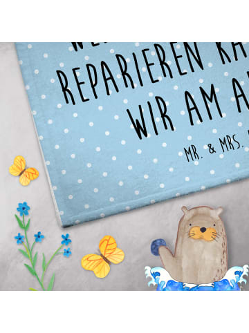 Mr. & Mrs. Panda Handtuch Wenn Papa es nicht reparieren kann, si... in Blau Pastell