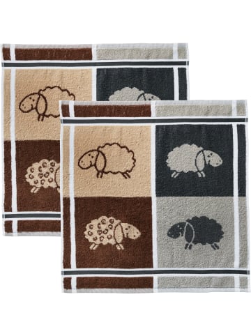 Kracht Frottier, Jacquard Frottier-Geschirrtuch 2er-Pack Schafe in Schafe