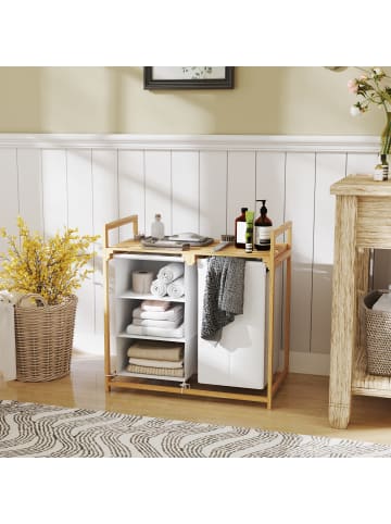 HOMCOM Wäschekorb-70L x 36B x 70H cm-Weiß