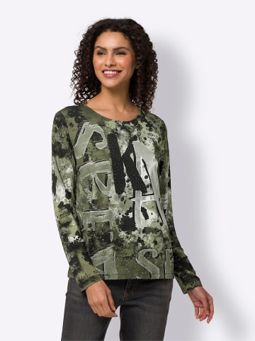 Heine Druck-Shirt in khaki-schwarz-bedruckt