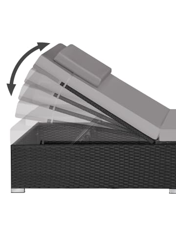 tectake Rattan-Doppelliege mit Tisch, mit abnehmbaren Kopfpolstern
