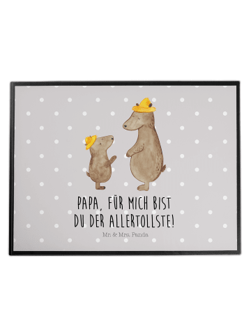 Mr. & Mrs. Panda Schreibtischunterlage Bären mit Hut mit Spruch in Grau Pastell