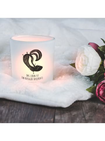 Mr. & Mrs. Panda Teelichtglas Stinktier Handstand mit Spruch in Transparent