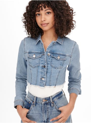 ONLY Cropped Jeansjacke Kurze Denim Übergangsjacke ONLWONDER in Blau