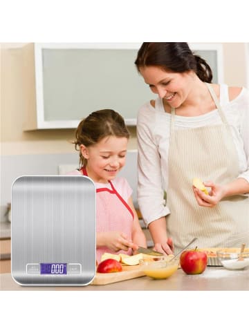 Intirilife Digitale Küchenwaage - 5kg Elektronische Waage in SILBER