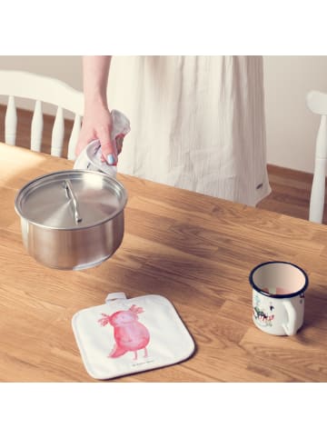 Mr. & Mrs. Panda 2er Set Topflappen Axolotl Glücklich ohne Spruch in Weiß