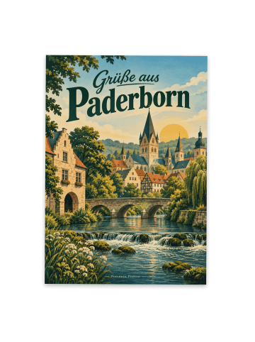 Postkarte Stadt nostalgisch Design mit Spruch in Weiß