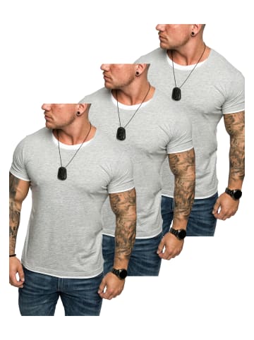 Amaci&Sons 3er-Pack T-Shirts 3. LAKEWOOD in (3x Grau/Weiß)