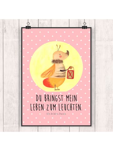 Mr. & Mrs. Panda Poster Glühwürmchen mit Spruch in Rot Pastell