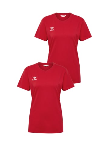 Hummel 2er-SET Sport T-Shirt Rundhals Regular fit mit Logo in Rot