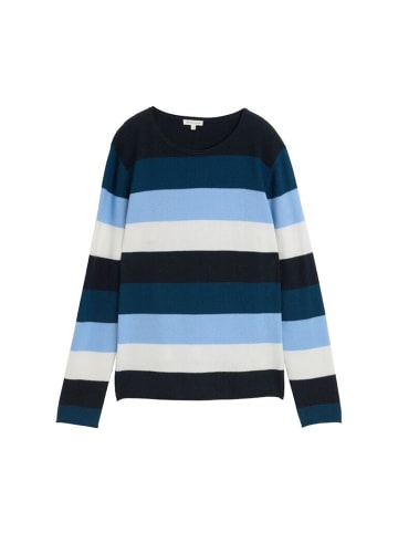 Tom Tailor Pullover in big teal knit stripe