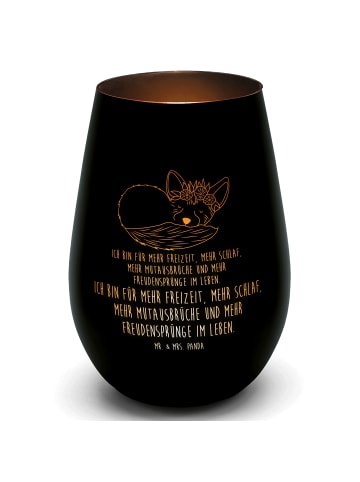 Mr. & Mrs. Panda Teelichthalter Glas Wüstenfuchs Blumen mit Spruch in Schwarz