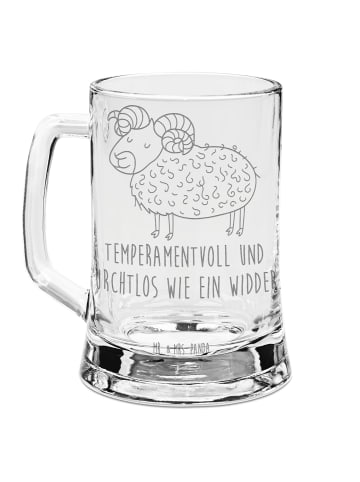 Mr. & Mrs. Panda Gravur Bierkrug Sternzeichen Widder mit Spruch in Transparent