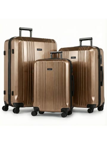 FERGÉ Kofferset Hartschale 3 teilig Koffer Set CANNES TSA-Schoß in braun