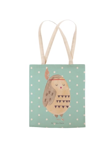 Mr. & Mrs. Panda Strandtasche Eule Federschmuck ohne Spruch in Türkis Pastell