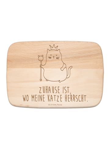 Mr. & Mrs. Panda Holzbrett Gravur Katze König mit Spruch in Transparent
