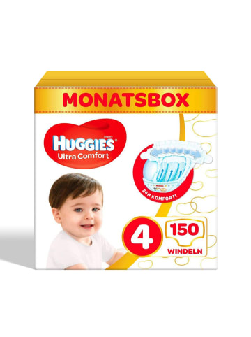 HUGGIES Ultra Comfort Babywindeln Windeln Größe 4 (7-18 kg) Monatsbox 150 Stk