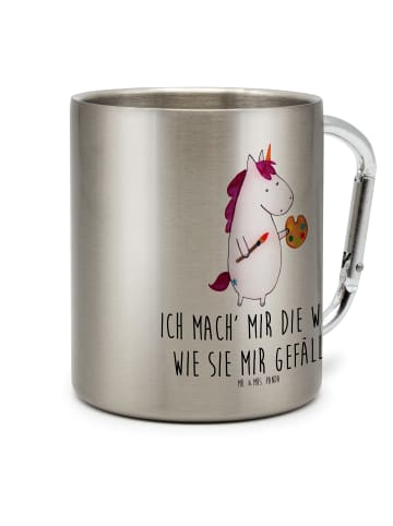 Mr. & Mrs. Panda Campingtasse Einhorn Künstler mit Spruch in Silber