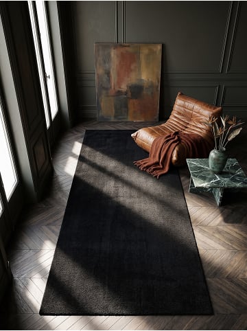 KADIMA DESIGN Läufer Uni rutschhemmend weich wohnlich Wohnzimmer Schlafzimmer in Schwarz