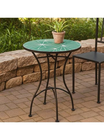 PROGARDEN Metall-Couchtisch mit blattförmigem Mosaik in Grün, (B) 60 x (H) 72 x (L) 60 cm