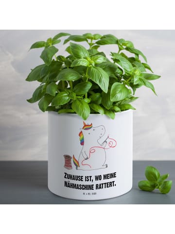 Mr. & Mrs. Panda XL Blumentopf Einhorn Näherin mit Spruch in Weiß