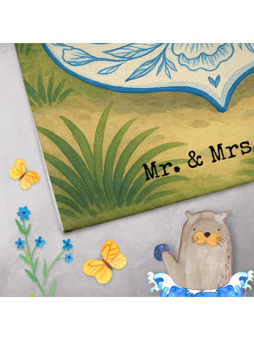 Mr. & Mrs. Panda Handtuch Anker Blau Design ohne Spruch in Weiß