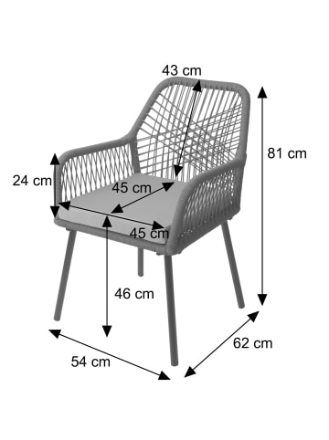 MCW 2er-Set Gartenstuhl O12, Hellgrau, Bezug taupe