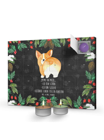 Mr. & Mrs. Panda adventskalender kerzen Corgi Po mit Spruch in Kreidetafel