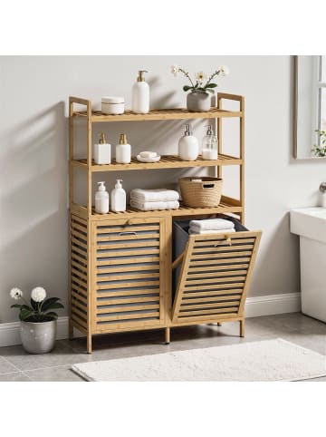 HOMCOM Wäscheschrank in Eiche 80L x 30B x 118H cm