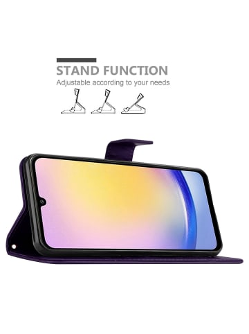 cadorabo Hülle für Samsung Galaxy A25 Blumen Design in Floral Dunkel Lila