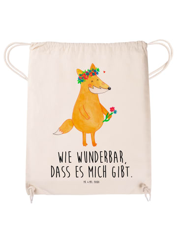 Mr. & Mrs. Panda rucksack beutel Fuchs Blumen mit Spruch in Creme