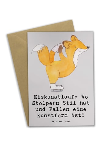 Mr. & Mrs. Panda babykarte Eiskunstlauf Kunst mit Spruch in Grau Pastell