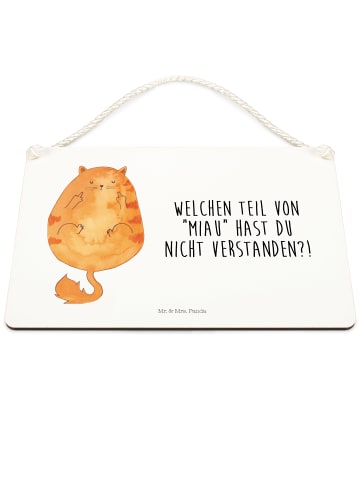 Mr. & Mrs. Panda holzbild Katze Mittelfinger mit Spruch in Weiß