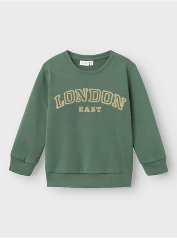 name it Sweatshirt Bestickt Strickbündchen Rundhals Langarm Box Fit in Grün