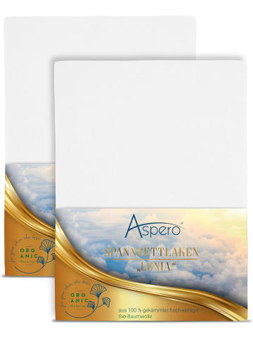 Aspero 2 x Spannbettlaken aus Bio-Baumwolle in Weiß