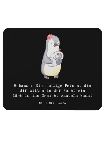 Mr. & Mrs. Panda Mauspad Hebamme Lächeln mit Spruch in Schwarz