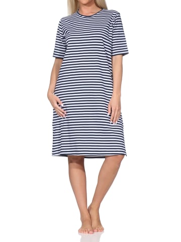 NORMANN Kurzarm Nachthemd Streifenoptik in marine