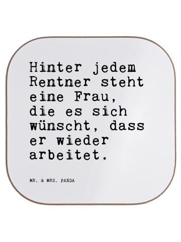 Mr. & Mrs. Panda Getränkeuntersetzer Hinter jedem Rentner steht.... in Weiß