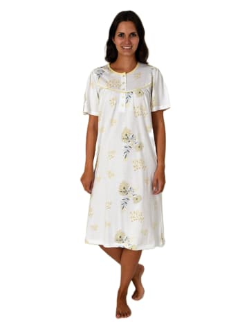 NORMANN kurzarm Nachthemd Design Knopfleiste am Hals - 85449 in vanille
