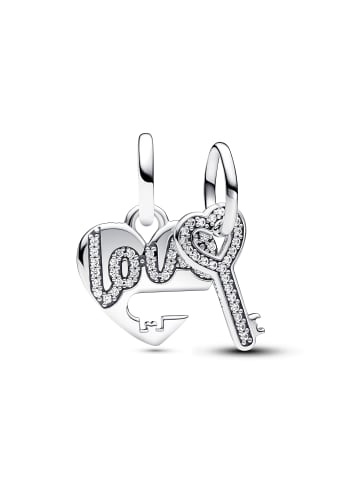 Pandora 925/- Sterling Silber Charm Herz&Schlüssel