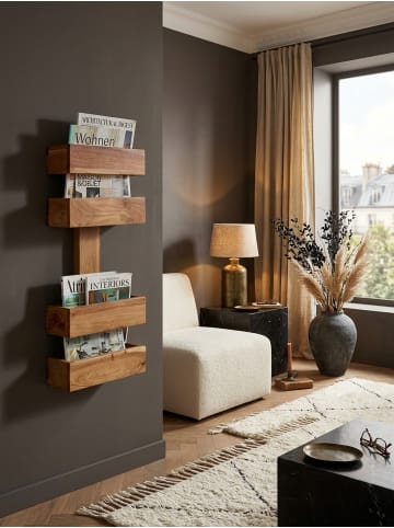 KADIMA DESIGN Zeitungsständer aus Massivholz, klassisch und stilvoll, viel Stauraum in Beige