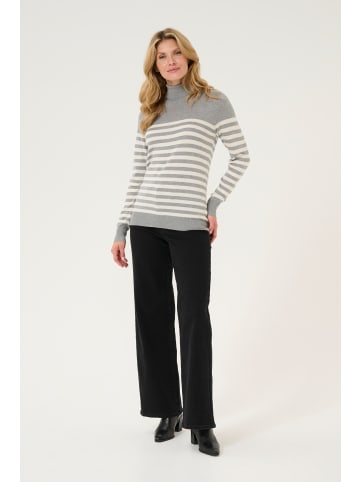 Kaffe Strickpullover KAlizza in Grey Melange/Turtledove stripe