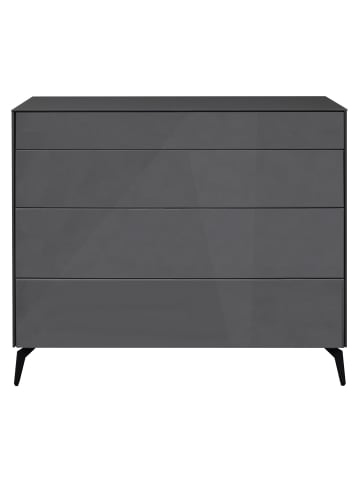 58 aufm Kessel KOMMODE Elfi 121x42x104 Hochglanz Anthrazit/Glas Anthrazit