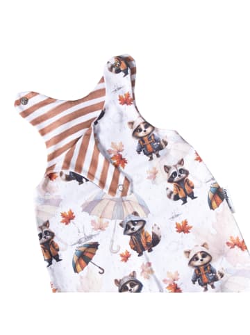 Land-Juwelen Strampler Handmade Waschbär in weiss