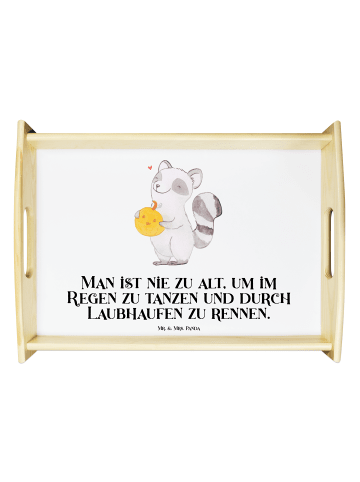 Mr. & Mrs. Panda Serviertablett Waschbär Kürbis mit Spruch in Weiß
