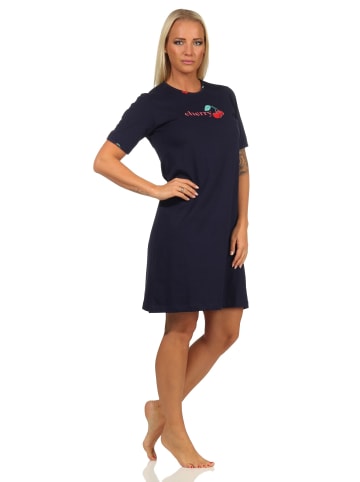 NORMANN kurzarm Nachthemd Kirschen - 62444 in marine